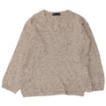 Suéter feminino Marks & Spencer com decote em V Reino Unido 10 pequeno cinza manchado