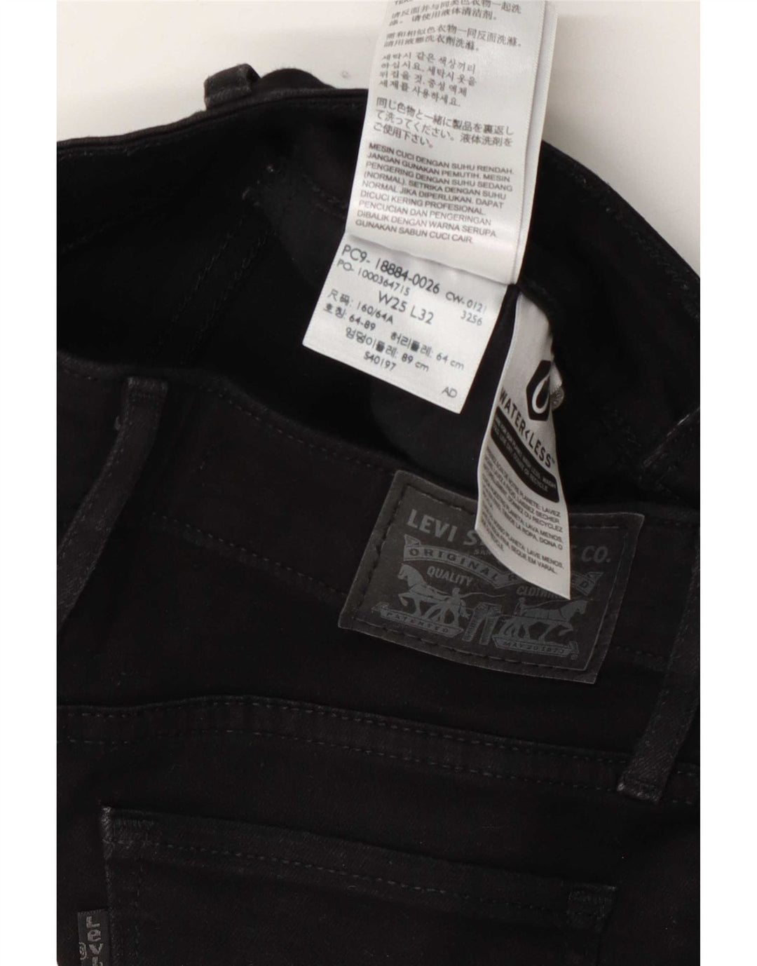 Calça jeans feminina Levi's 712 Slim W25 L27 algodão preto