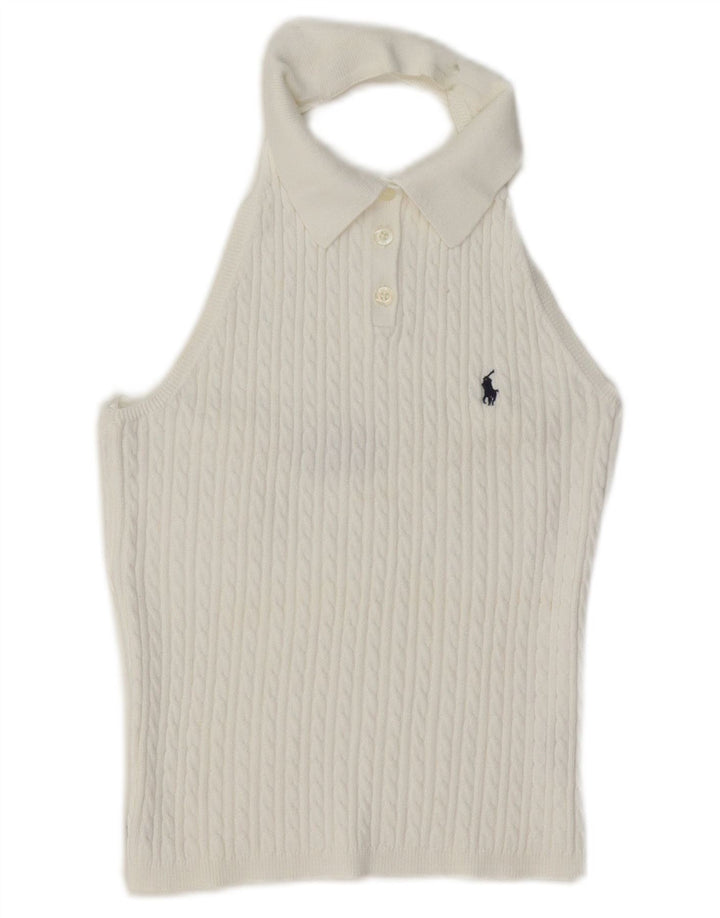 Top Ralph Lauren Mulher Halter UK 4 XS Branco