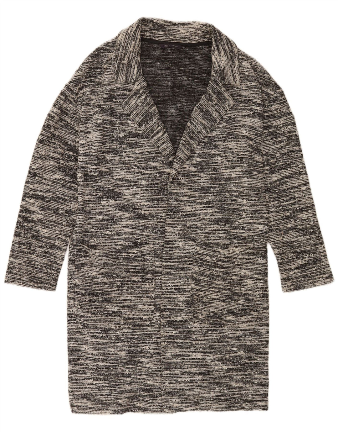 Suéter cardigã feminino Longline da Marks & Spencer Reino Unido 12 cinza médio manchado
