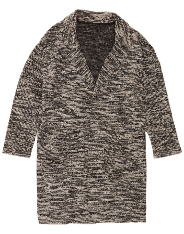 Suéter cardigã feminino Longline da Marks & Spencer Reino Unido 12 cinza médio manchado