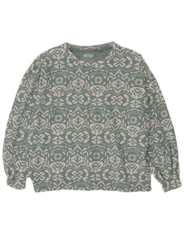 Suéter feminino grande FAT FACE Reino Unido 14 grande azul Paisley