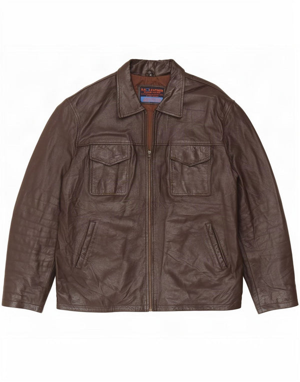 Jaqueta de couro masculina vintage UK 42 XL marrom