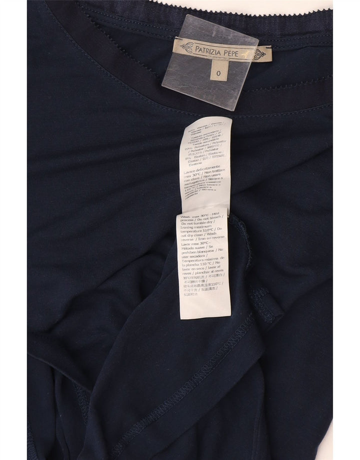 PATRIZIA PEPE Camiseta feminina oversized Top US 0 XS azul marinho viscose