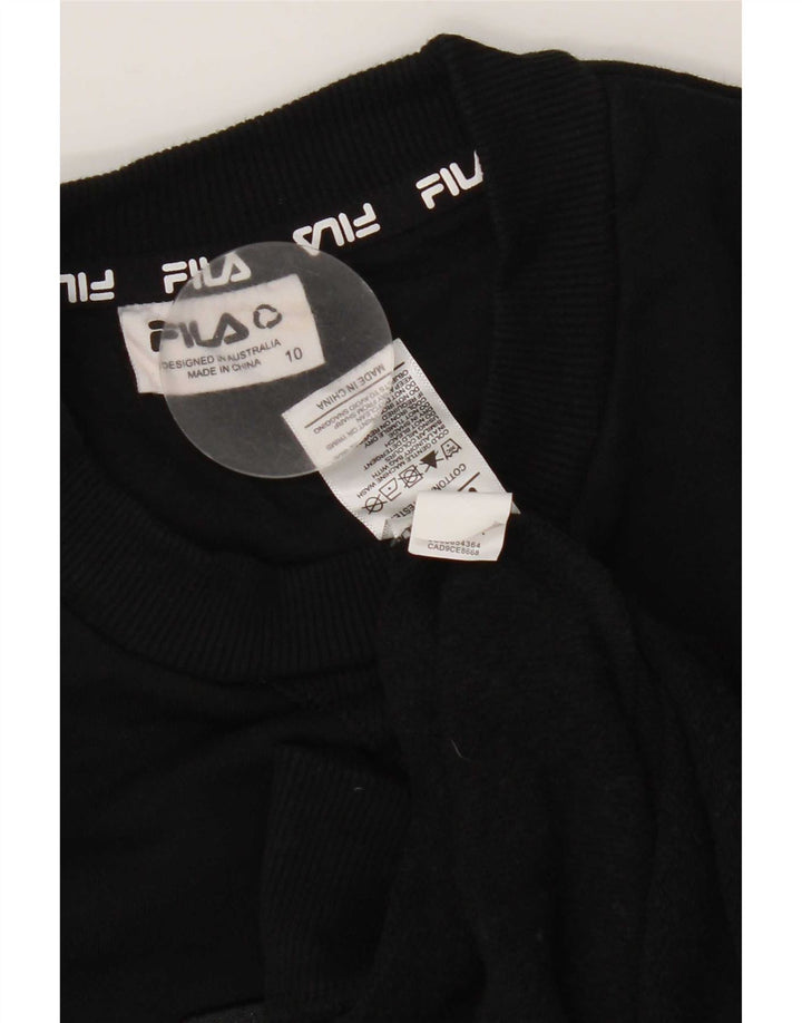 Fila moletom gráfico feminino jumper UK 10 pequeno algodão preto
