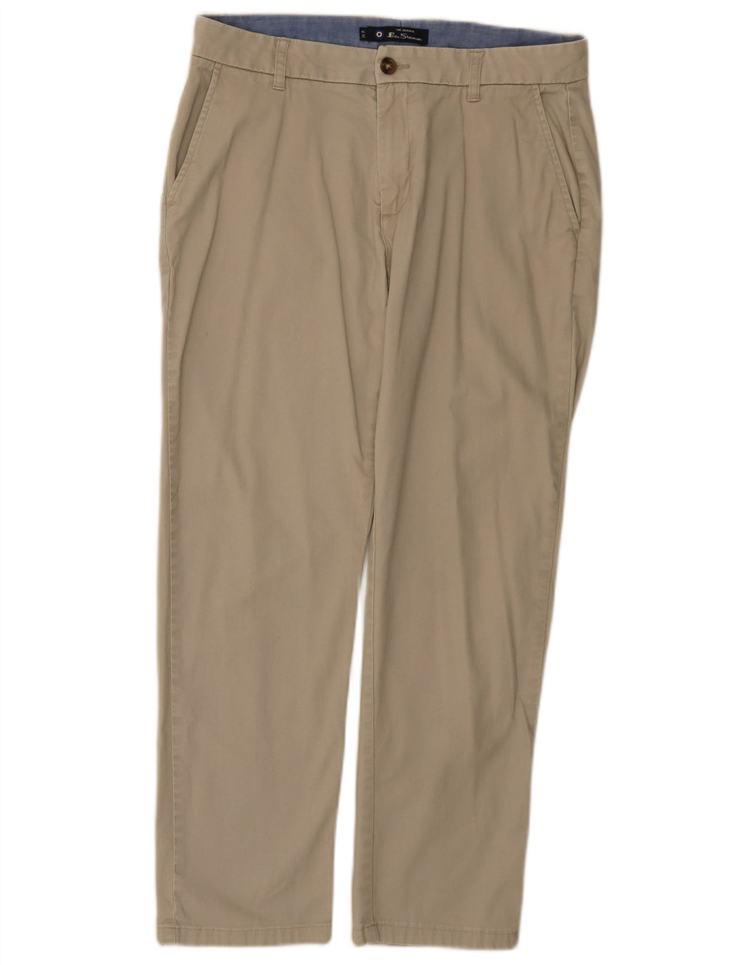 Calça chino masculina BEN SHERMAN de ajuste regular W34 L29 algodão bege