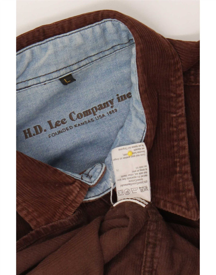 Camisa masculina de veludo cotelê Lee grande algodão marrom