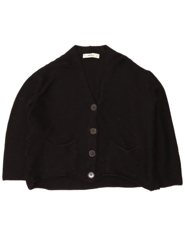 Suéter cardigã feminino Zara crop oversized Reino Unido 10 pequeno preto clássico