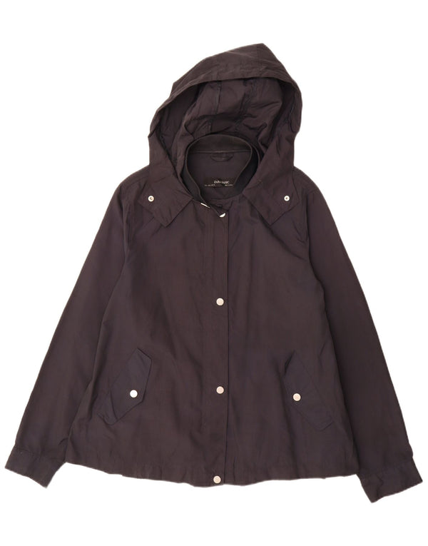 Zara Womens Hooded Utility Jacket UK 16 Grande Poliéster Preto