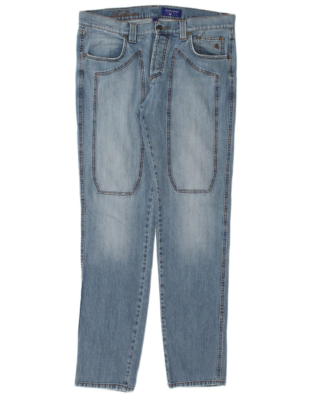 Jeckerson Calça jeans reta masculina W36 L34 algodão azul
