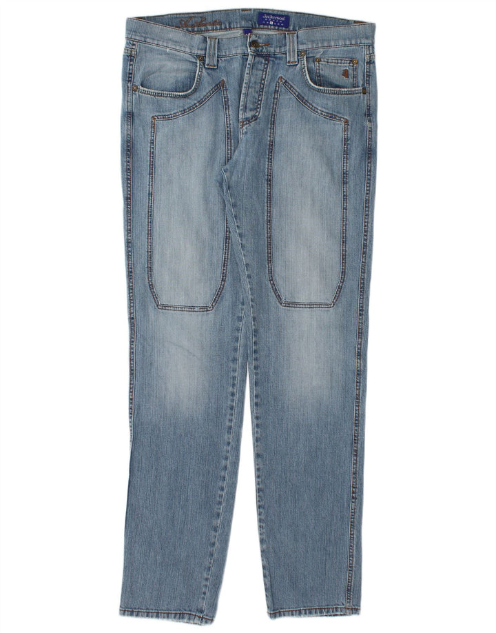 Jeckerson Calça jeans reta masculina W36 L34 algodão azul