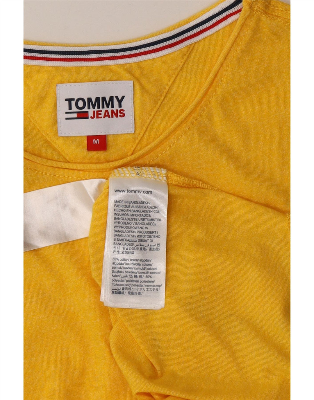 Camiseta feminina TOMMY HILFIGER UK 14 algodão amarelo médio