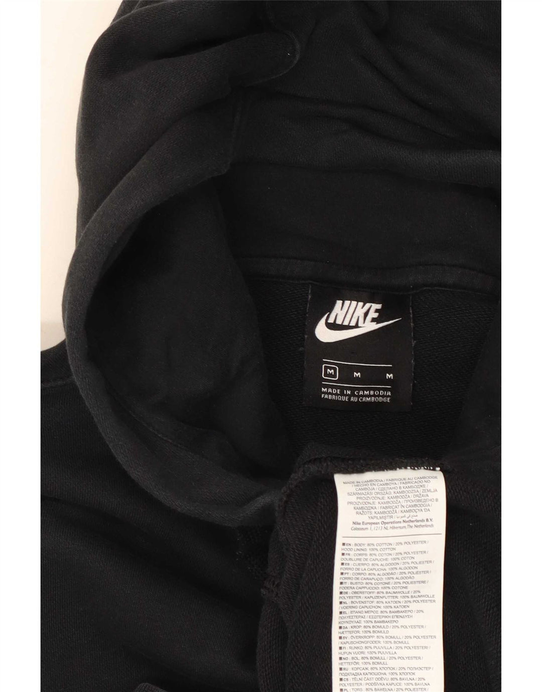 Suéter Nike masculino com capuz e zíper médio preto algodão