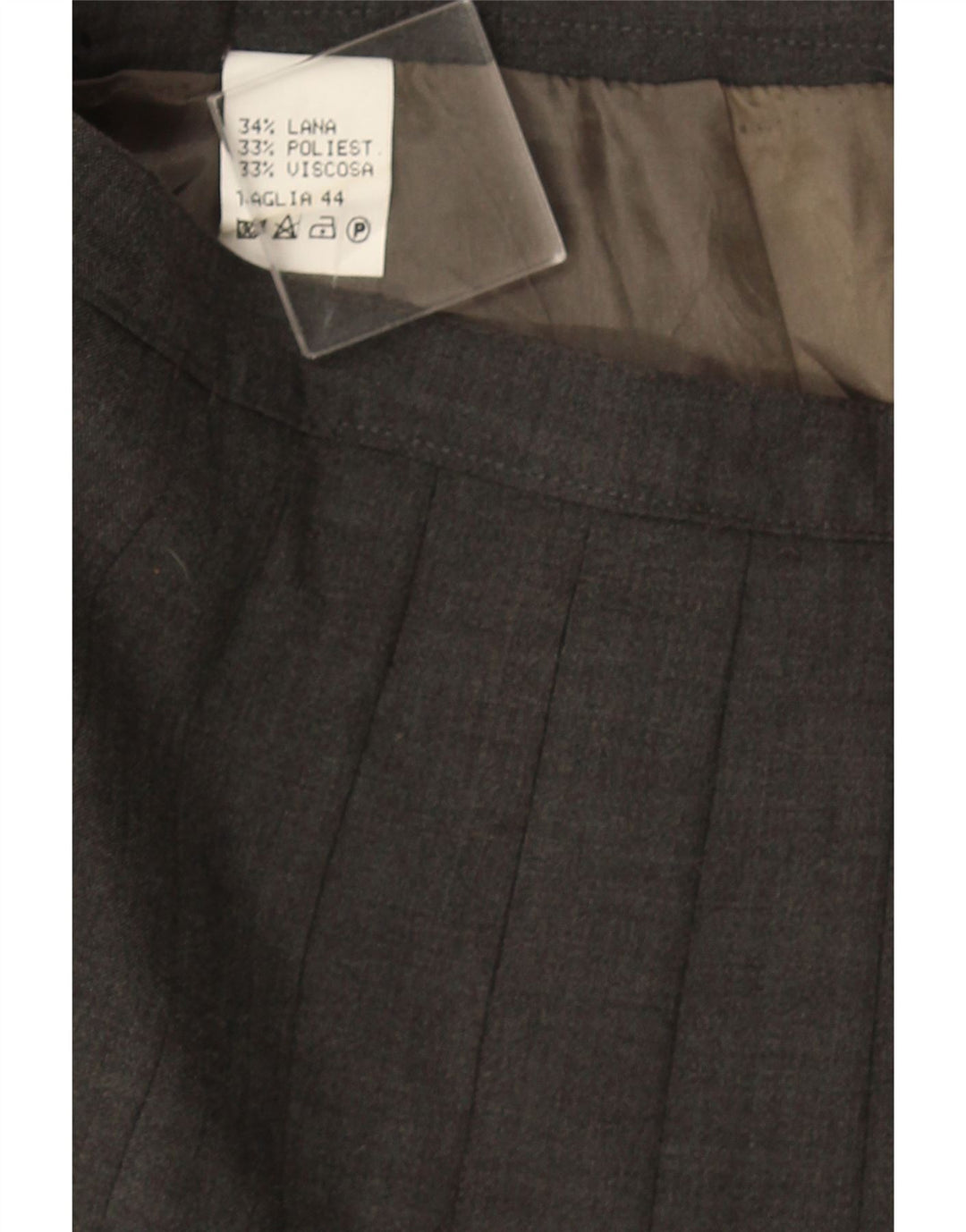 Saia plissada faca feminina vintage IT 44 médio W32 lã cinza