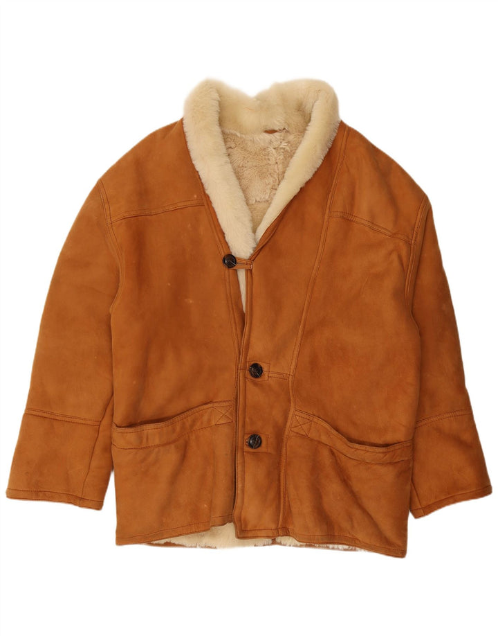 Jaqueta masculina VINTAGE Shearling UK 40 grande marrom