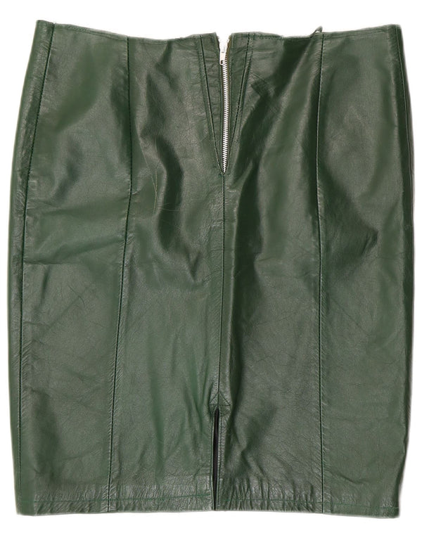Saia de couro feminina VINTAGE W36 XL verde