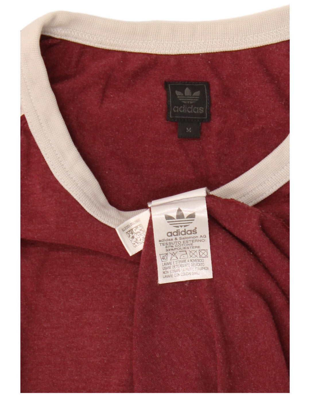 Adidas Mens Top Manga Longa Médio Algodão Borgonha