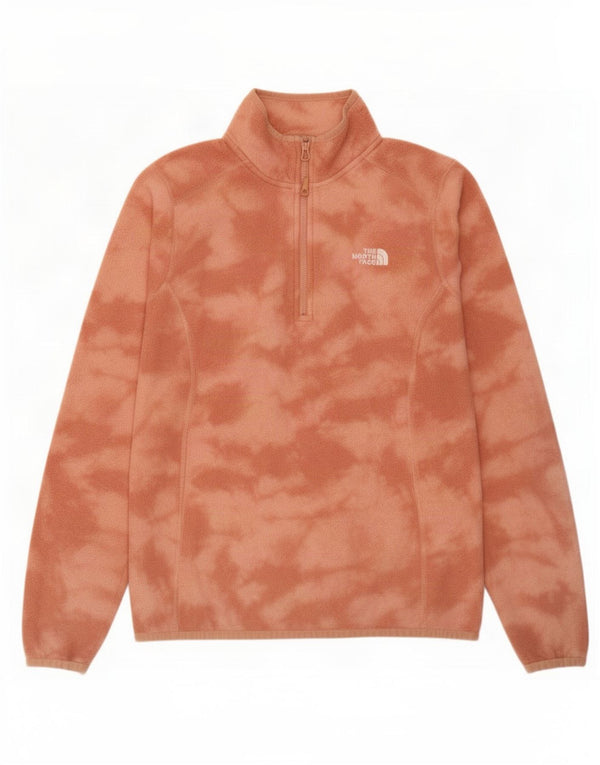 Suéter de lã feminino The North Face com zíper e gola UK 14 médio laranja tie-dye
