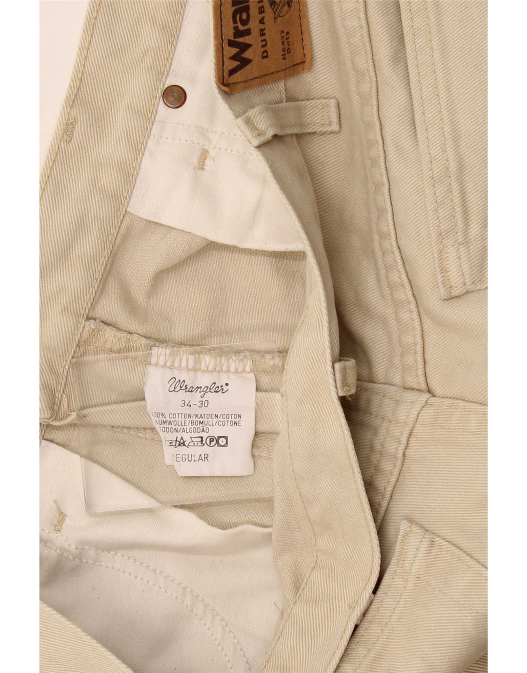 Wrangler Mens Straight Jeans W34 L30 Algodão Bege