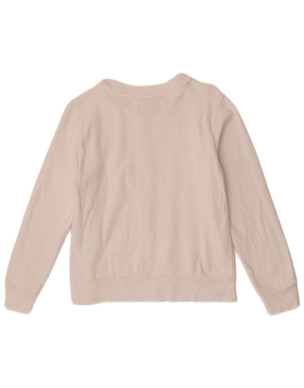 Calvin Klein Jeans feminino moletom gráfico jumper UK 10 pequeno branco
