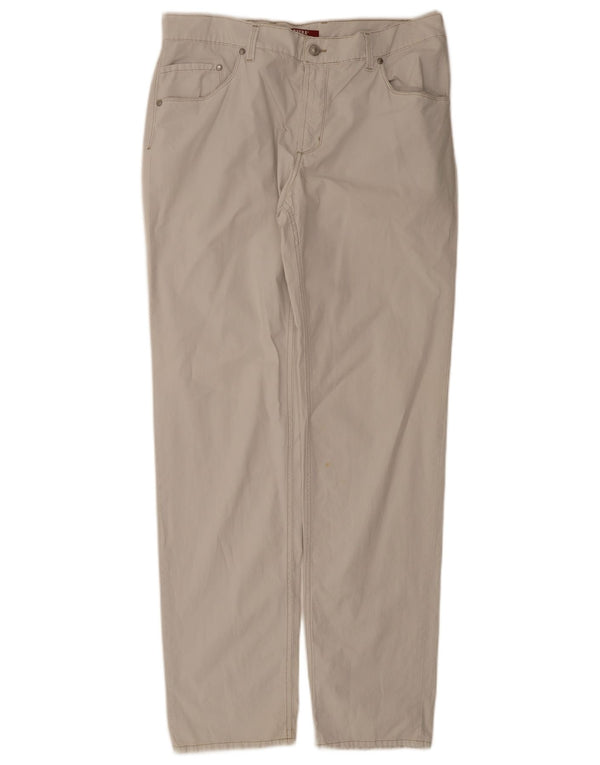 Carrera Mens Straight Casual Trousers W36 L34 Off White Cotton