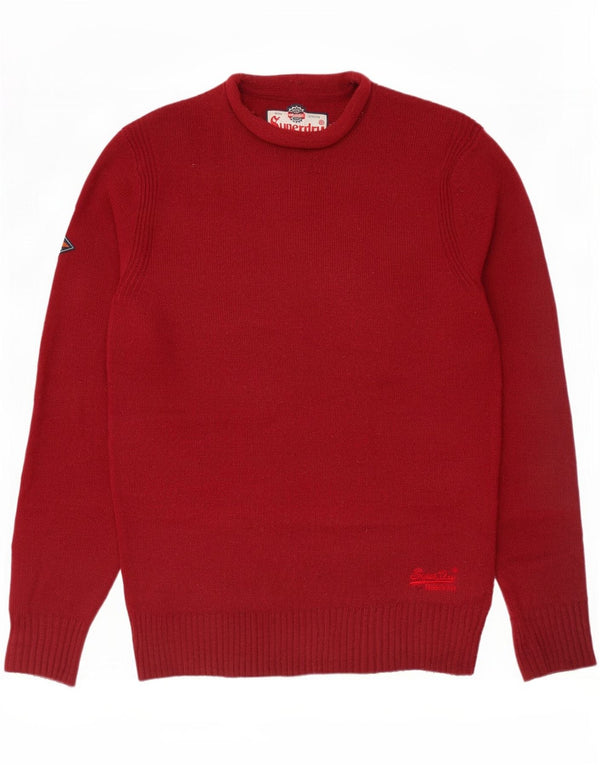 Suéter masculino Superdry com gola redonda e lã de carneiro vermelha média
