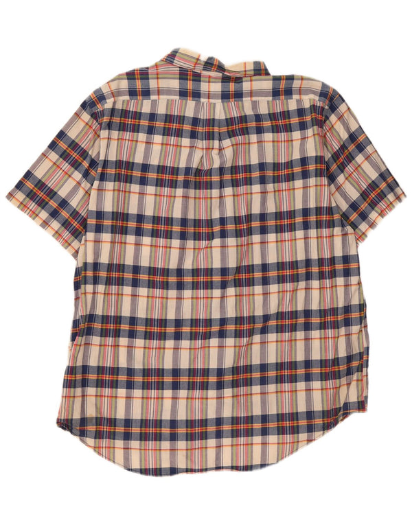 Camisa masculina de manga curta Ralph Lauren 2XL algodão xadrez bege