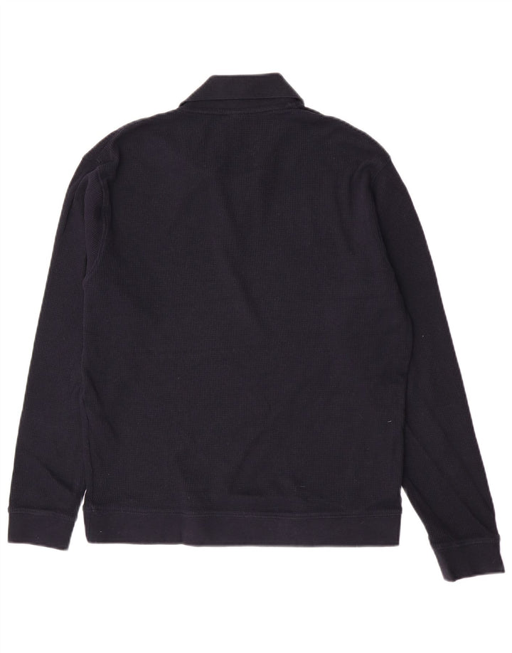 Zara Suéter masculino com gola polo pequeno azul marinho