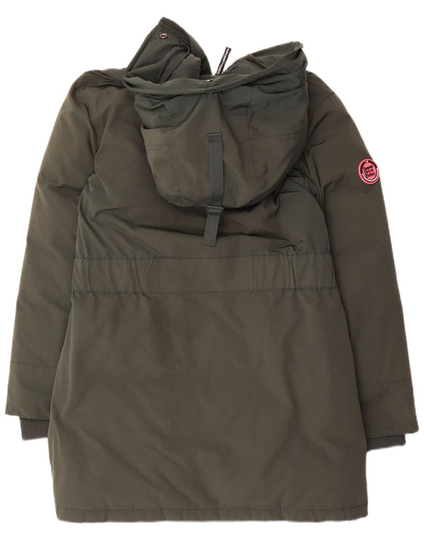 Casaco acolchoado com capuz feminino Superdry UK 10 pequeno nylon verde