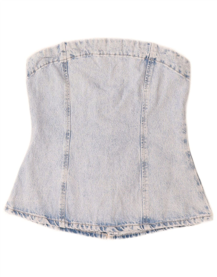 Top espartilho jeans feminino Zara Reino Unido 8 algodão azul pequeno
