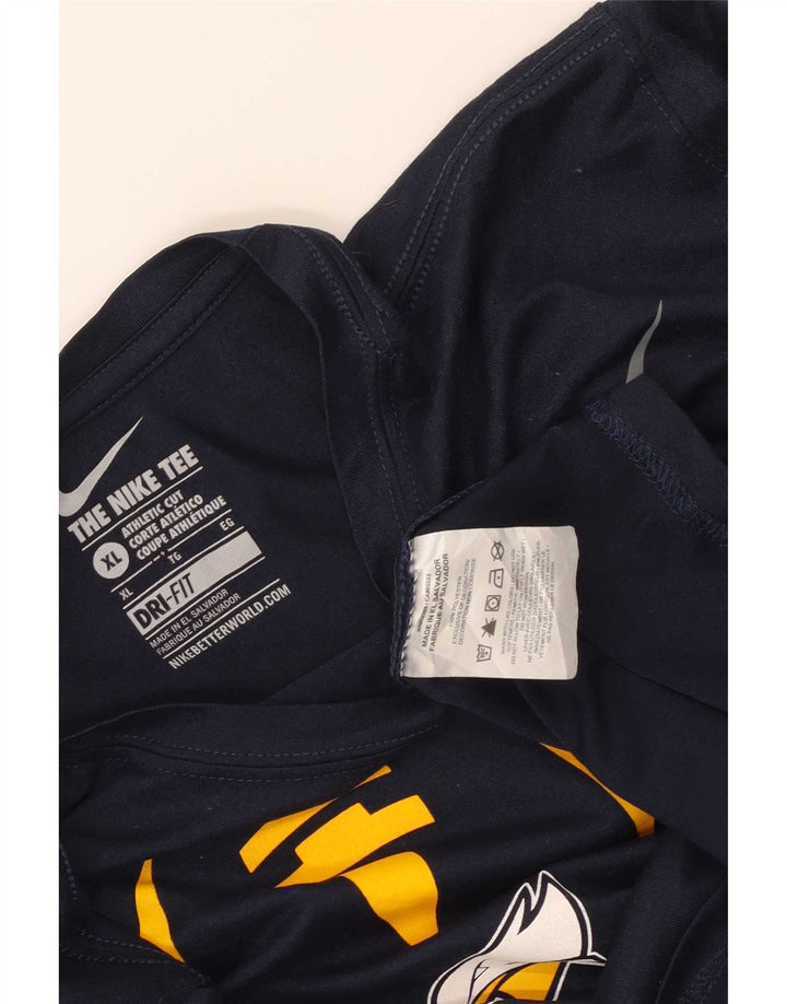 Top gráfico Nike masculino Dri Fit manga comprida XL azul marinho poliéster