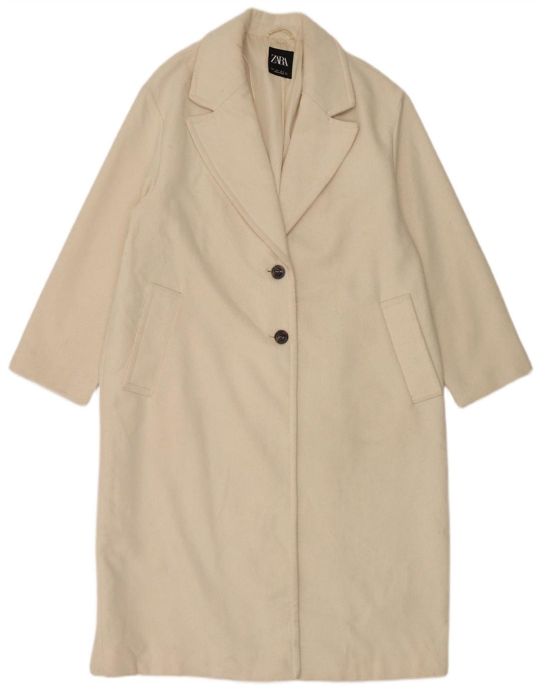Sobretudo feminino Zara UK 16 grande poliéster branco