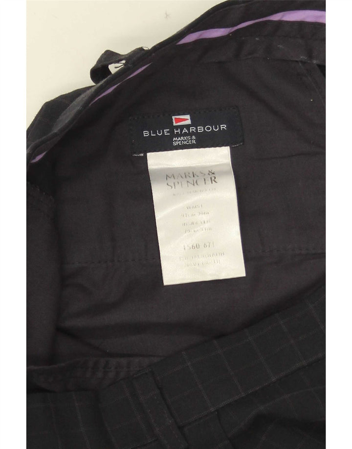 Calça masculina Marks & Spencer Blue Harbor Straight Suit W36 L31 Navy Check