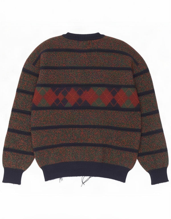Suéter masculino Liabel com gola redonda grande multicolorido Argyle/Diamante