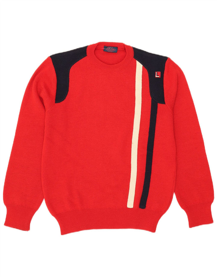 Suéter masculino Life Line com gola redonda e lã colorblock médio vermelho