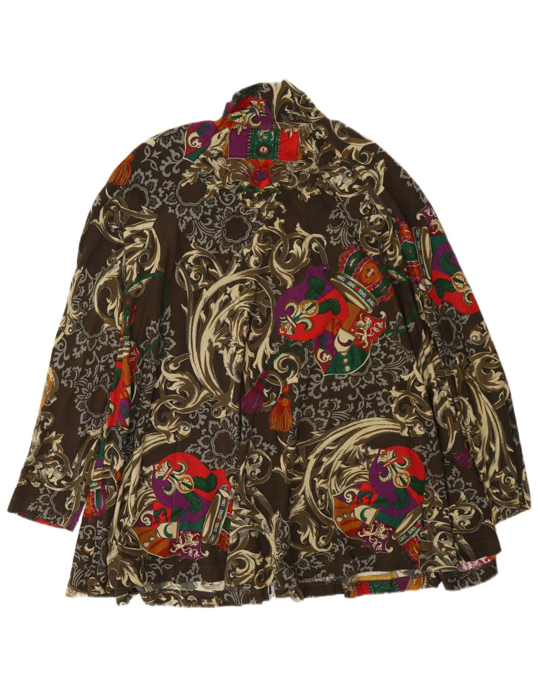 Sobretudo feminino vintage grande Reino Unido 14 algodão paisley multicolorido médio