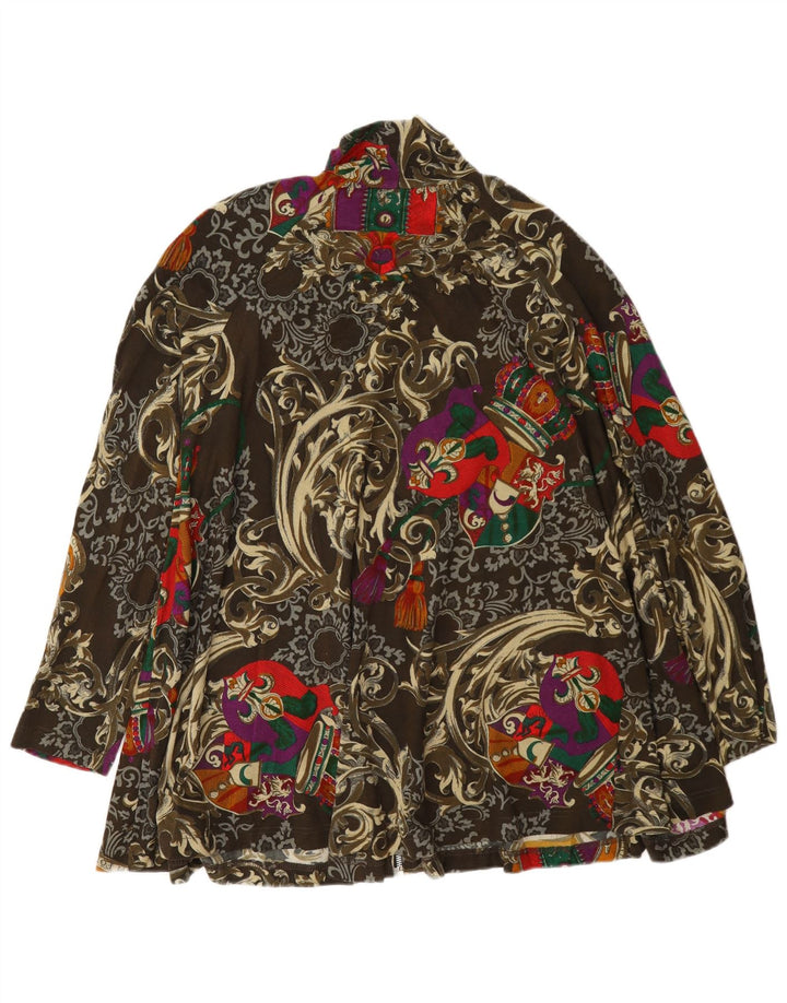 Sobretudo feminino vintage grande Reino Unido 14 algodão paisley multicolorido médio
