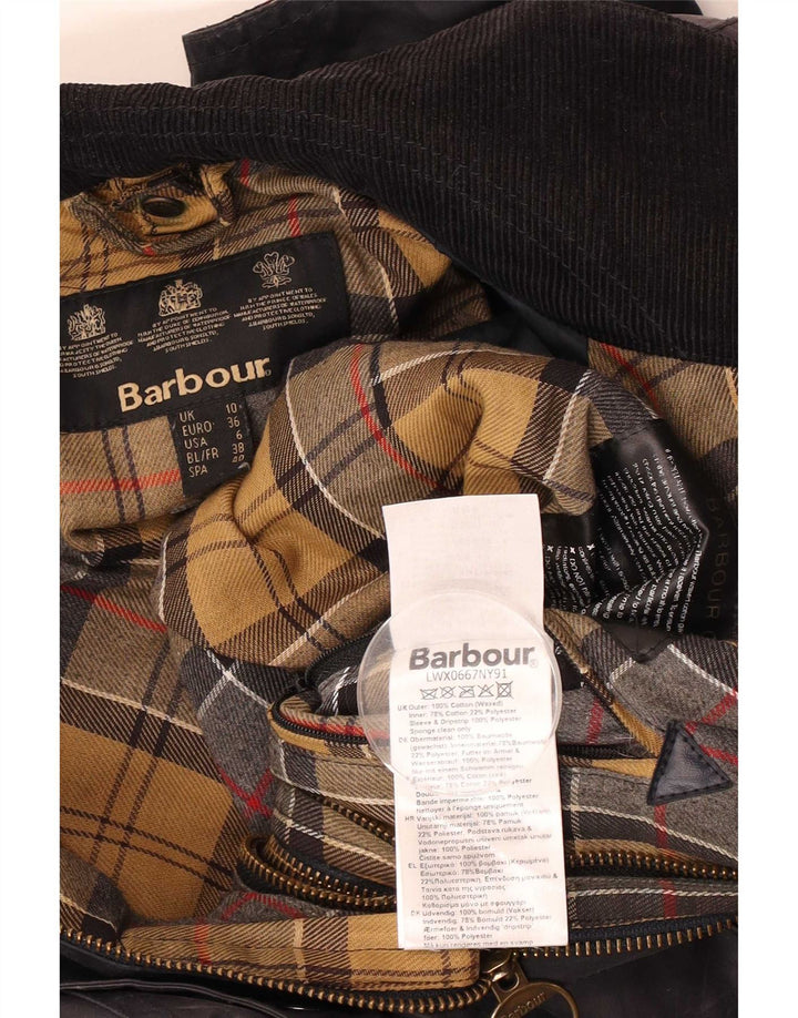 Jaqueta feminina de algodão encerado Barbour UK 10 pequena marrom
