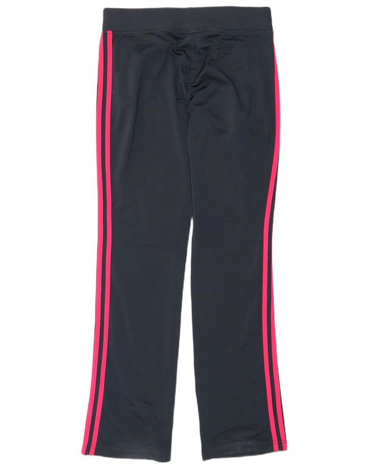 Calça de treino feminina Adidas UK 10 pequena azul marinho poliéster