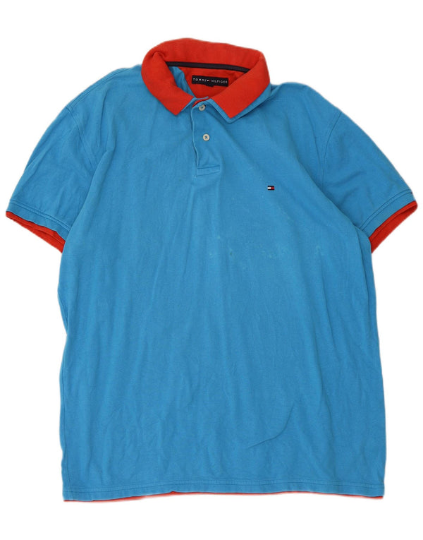 Camisa polo masculina Tommy Hilfiger XL azul colorblock algodão