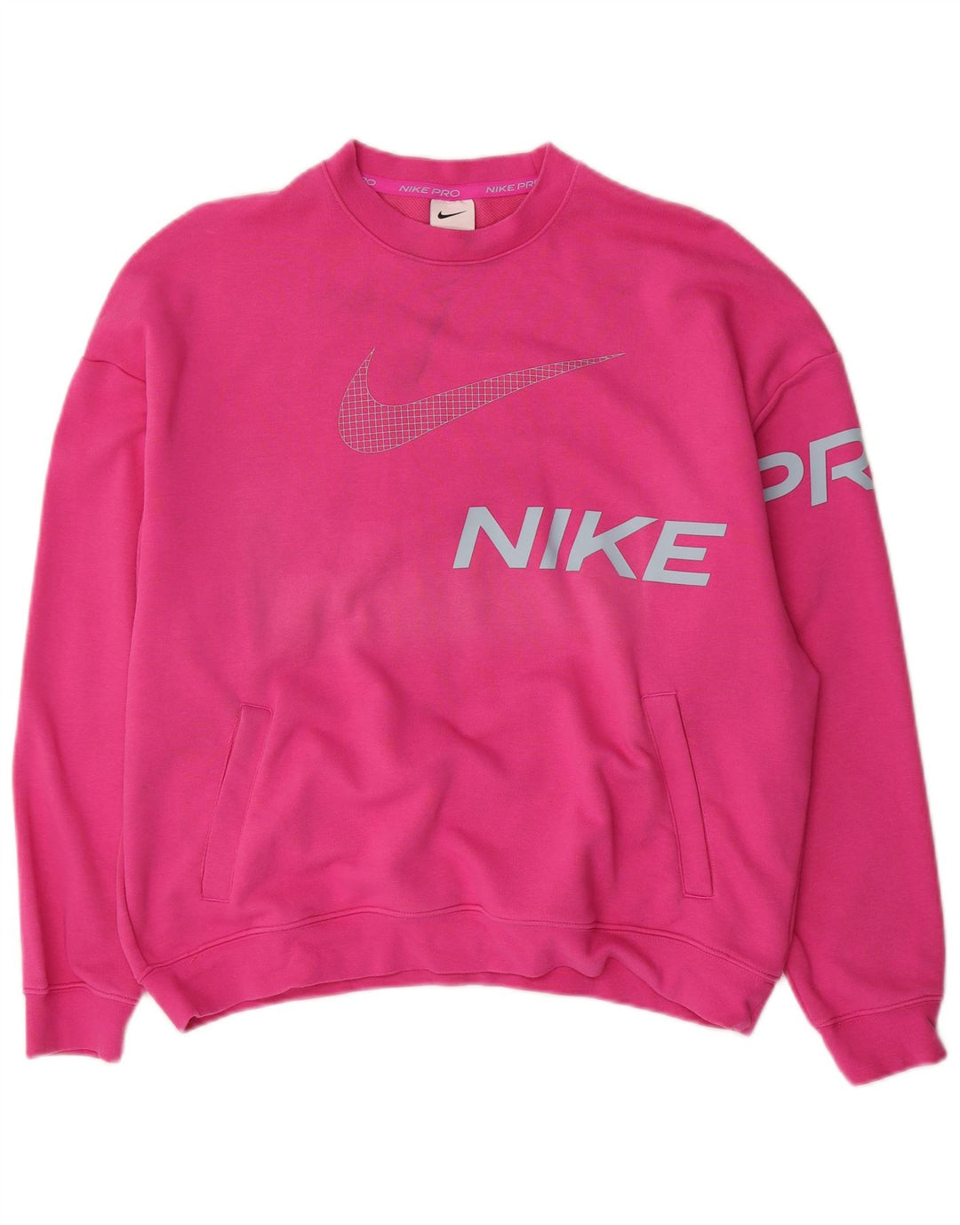 Nike feminino gráfico oversized moletom jumper UK 14 médio algodão rosa