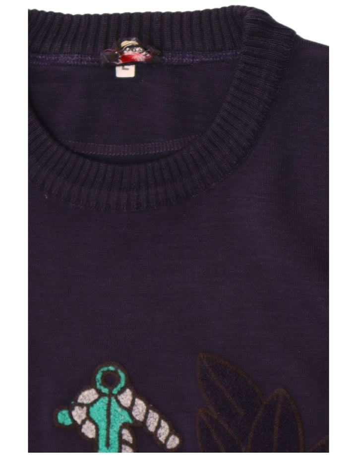 Suéter masculino Blue Drake com gola redonda e gola redonda grande azul marinho