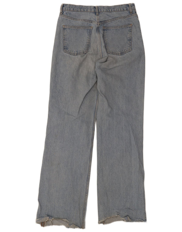 Zara Jeans feminino cintura alta com perna larga EU 40 médio W30 L32 algodão azul
