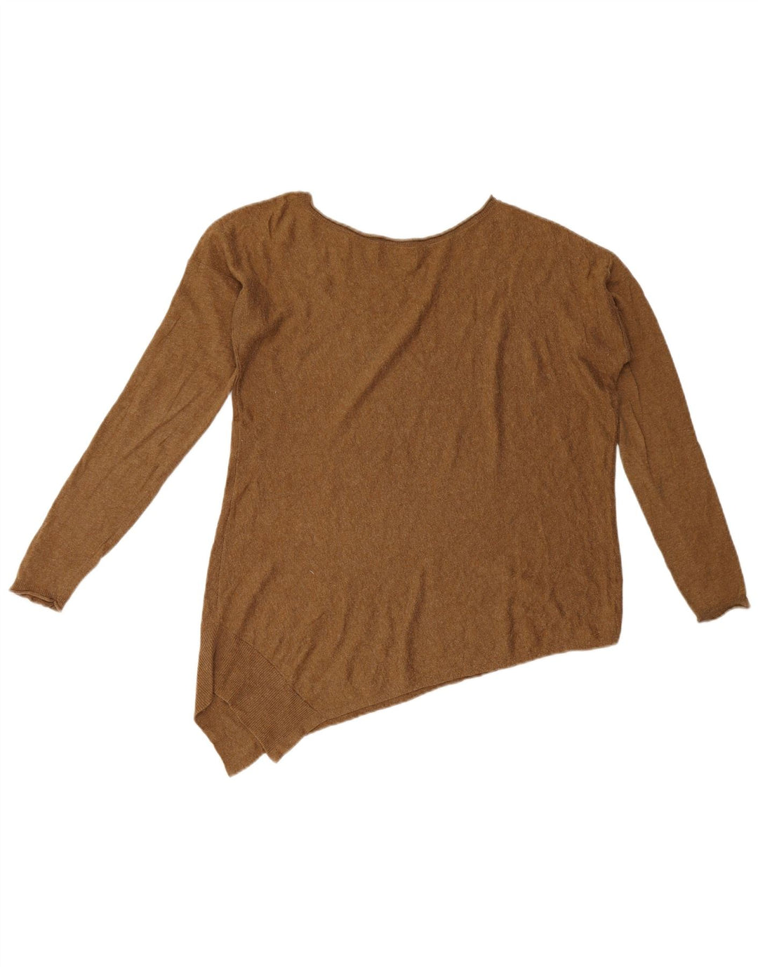 Suéter Zara feminino assimétrico com gola canoa Reino Unido 14 marrom médio