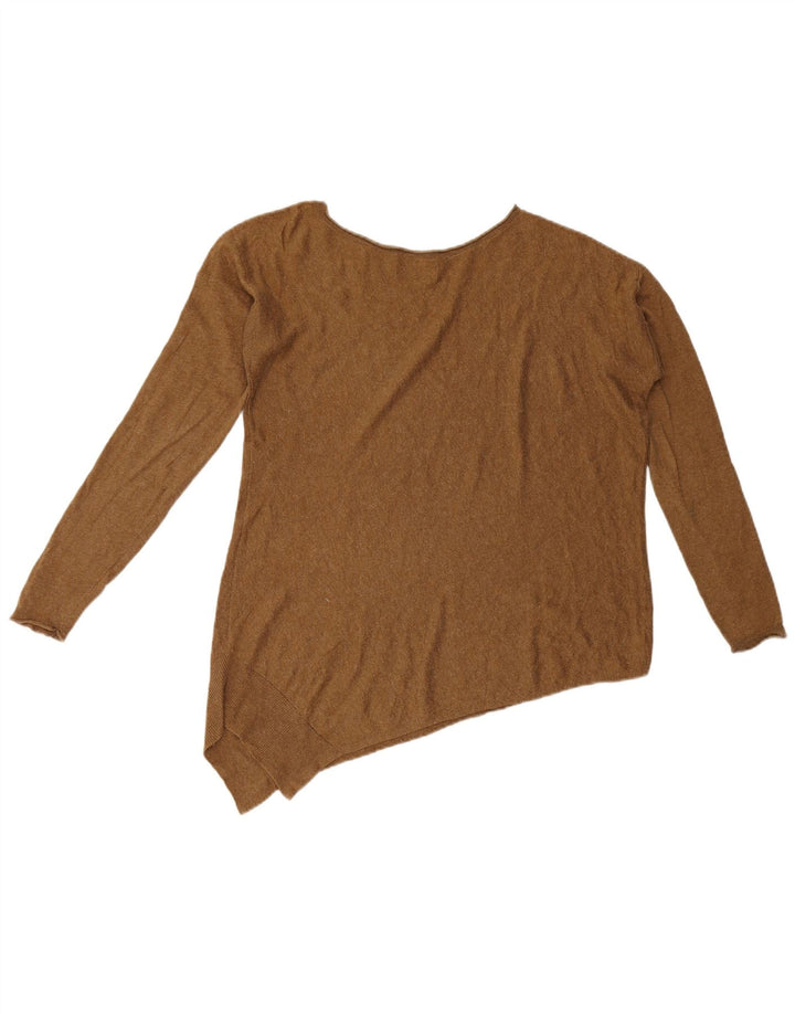 Suéter Zara feminino assimétrico com gola canoa Reino Unido 14 marrom médio