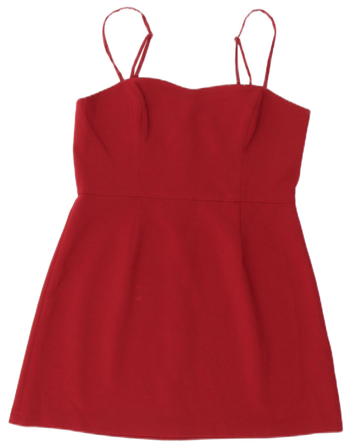 Vestido de verão feminino French Connection UK 14 poliéster médio Borgonha