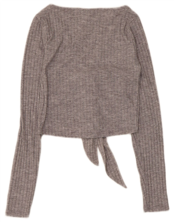 Topshop feminino de manga comprida Topshop UK 6 XS poliéster cinza