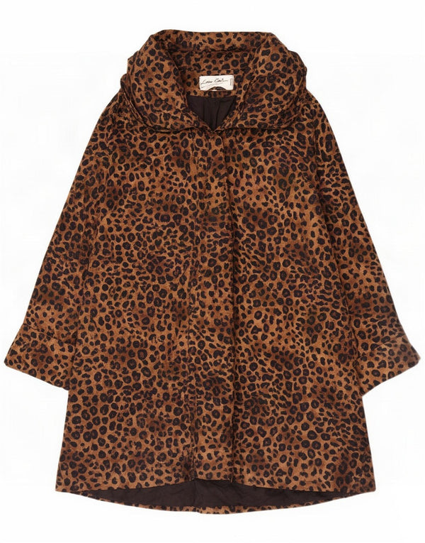 Sobretudo feminino Lorena Conti UK 22 3XL marrom animal print