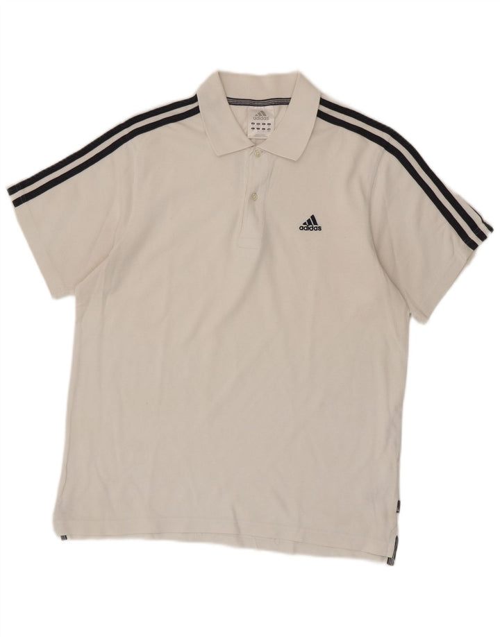 Adidas Mens Polo Camisa Médio Algodão Branco
