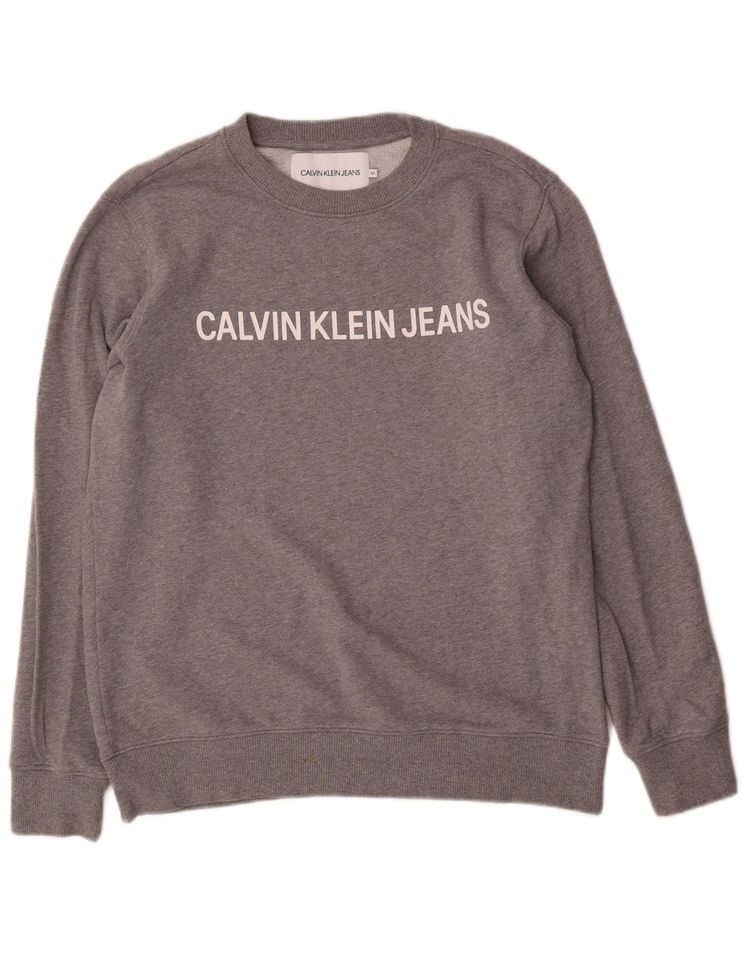 Calvin Klein Jeans Masculino moletom gráfico jumper médio cinza manchado